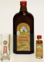 0,5 Ltr.-Flasche, 2 cl Fläschchen, 4 cl Glas